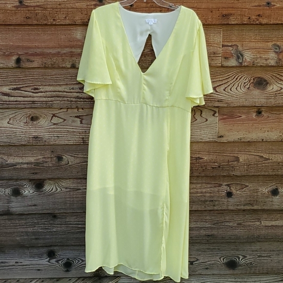 Leith Flutter yellow polka dot dress 1X chiffon - Picture 2 of 6